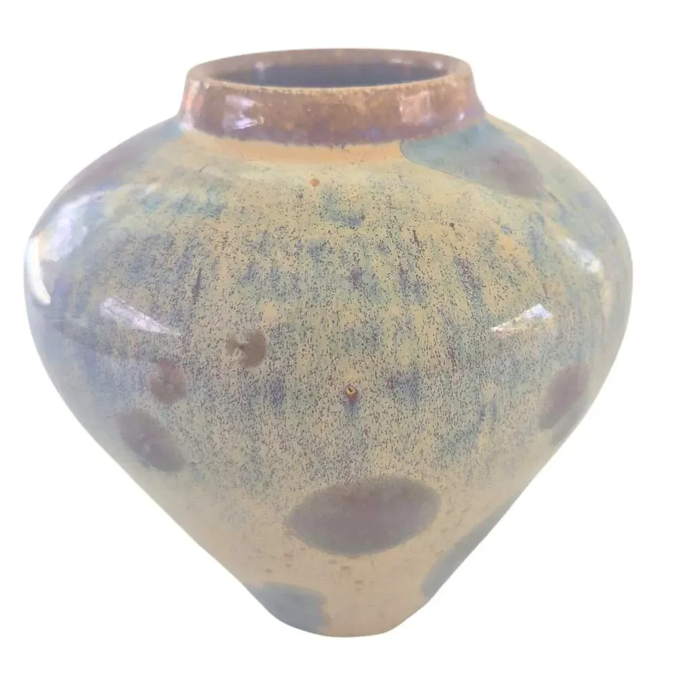Vintage Pottery Vase Signed Bill Buckingham Small Crystal Glaze Crystaline Art
